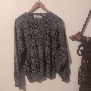 Club Room Black & Gray Textured Knit Pullover